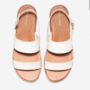 Cole Haan Leather Sandals in Ivory/Croc Print